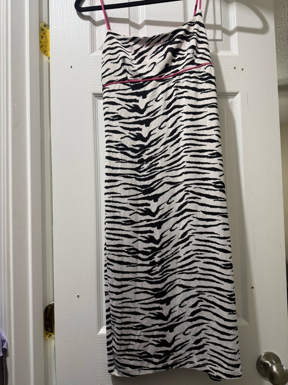 Y2K Scott Zebra-Print Mini Dress with Pink Trim